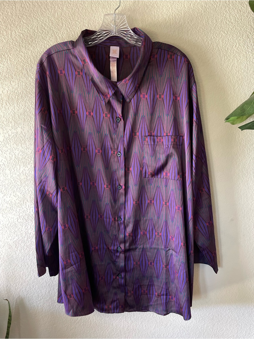 Fenty Savage Purple Geometric Button-Up Nightgown